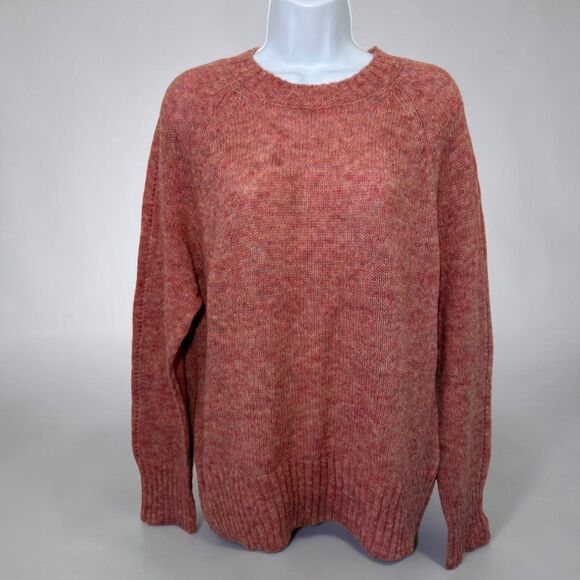 Pacas Sweaters - Pacas Sweater Baby Alpaca Merino Wool Coral Crewneck Pointelle Sleeves Womens XL